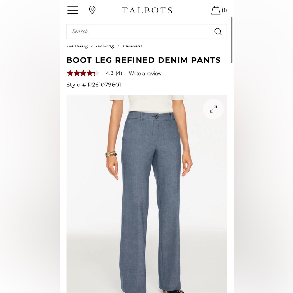 Talbots BOOT LEG REFINED DENIM PANTS,  
NWT size 2P